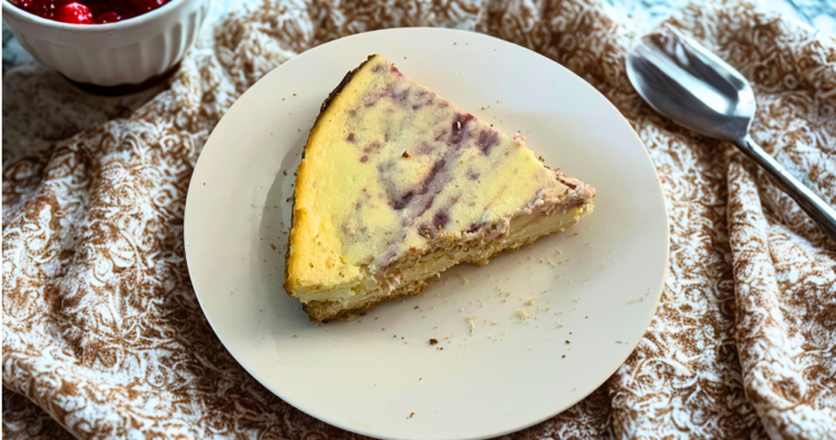 Simple Keto Strawberry Swirl Cheesecake